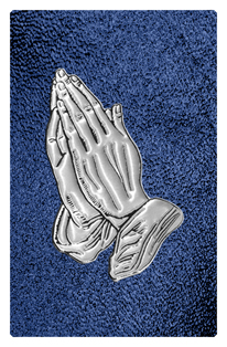 DF35T 516 SL SH BL Silver Praying Hands Shimmer Blue Background